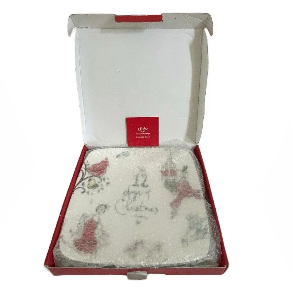 Lenox 12 Days of‎ Christmas Ceramic Square Dish Plate Platter 12.25 In #845814